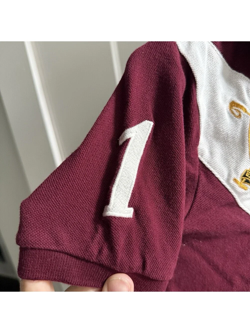 Polo Ralph Lauren Big Pony Crest Polo Shirt Youth S 8 Burgundy Rugby Preppy